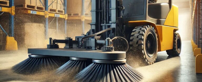Sweeping Machines for hire, forklift sweepers for sale and industrial cleaners for sale available from Acclaim Handling