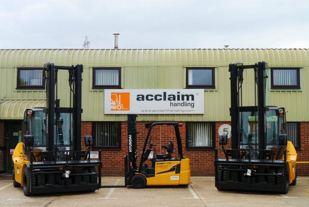 Forklifts outside the Acclaim Handling depot at Purfleet
