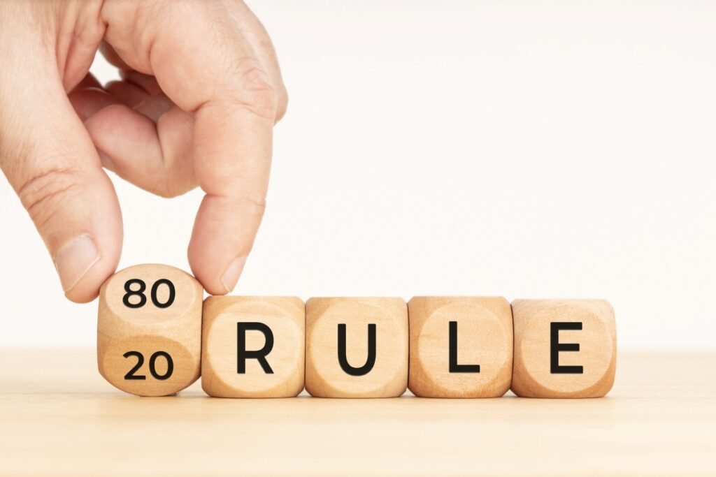 80/20 rule on small wooden blocks