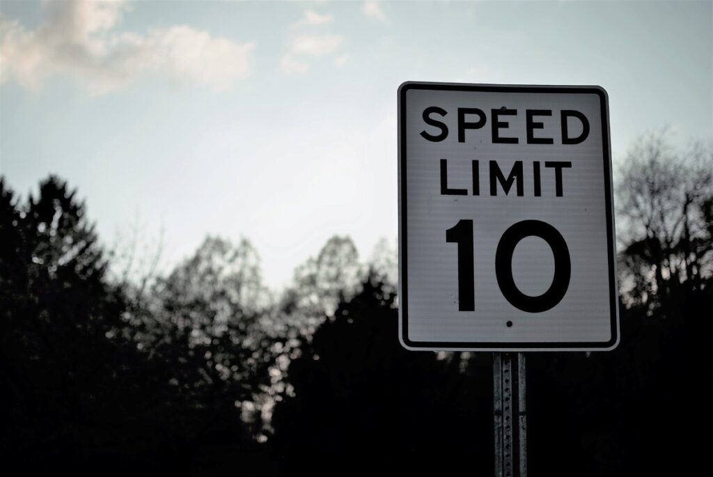 
Close-up of a speed limit sign