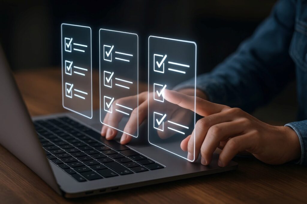 Digital Checklist on Laptop Screen