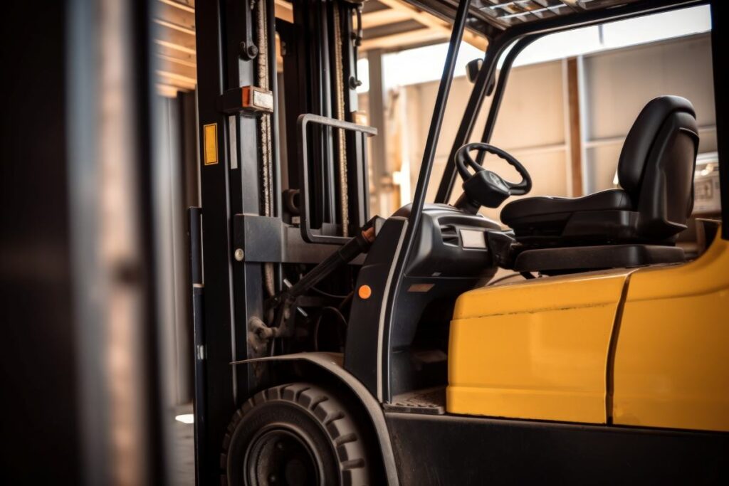 warehouse loader loading cargo pallets