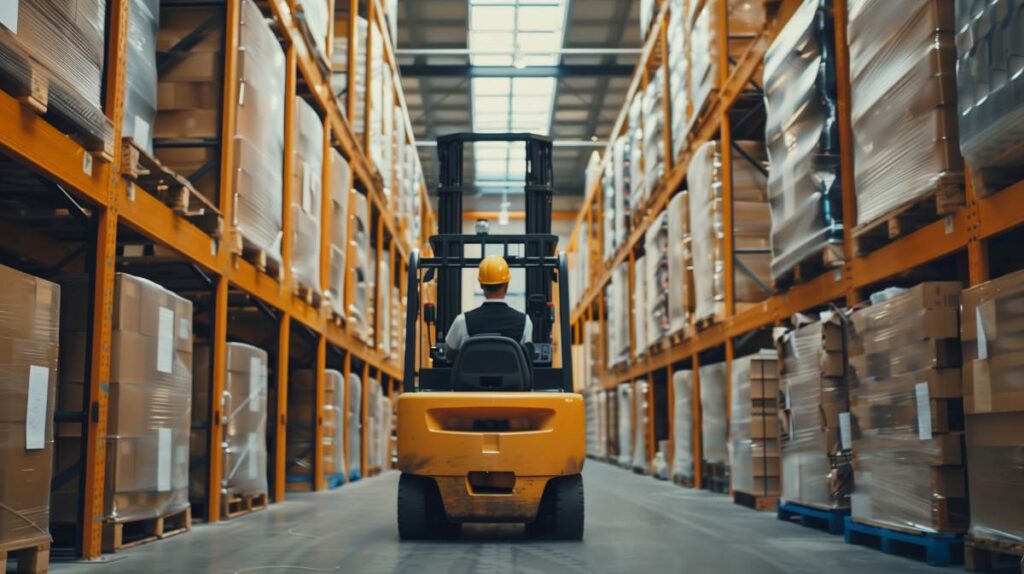 forklift driver at warehouse working